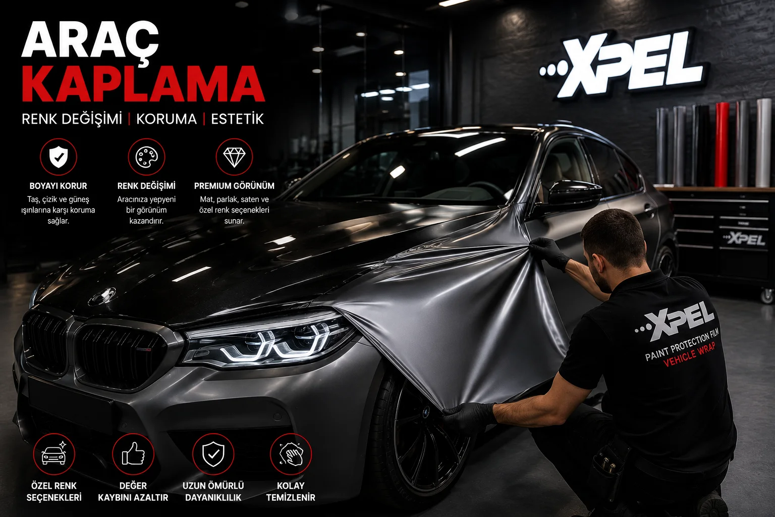 Araç Kaplama - Garage 1903 Araç kaplama için XPEL PPF boya koruma filmi uygulaması