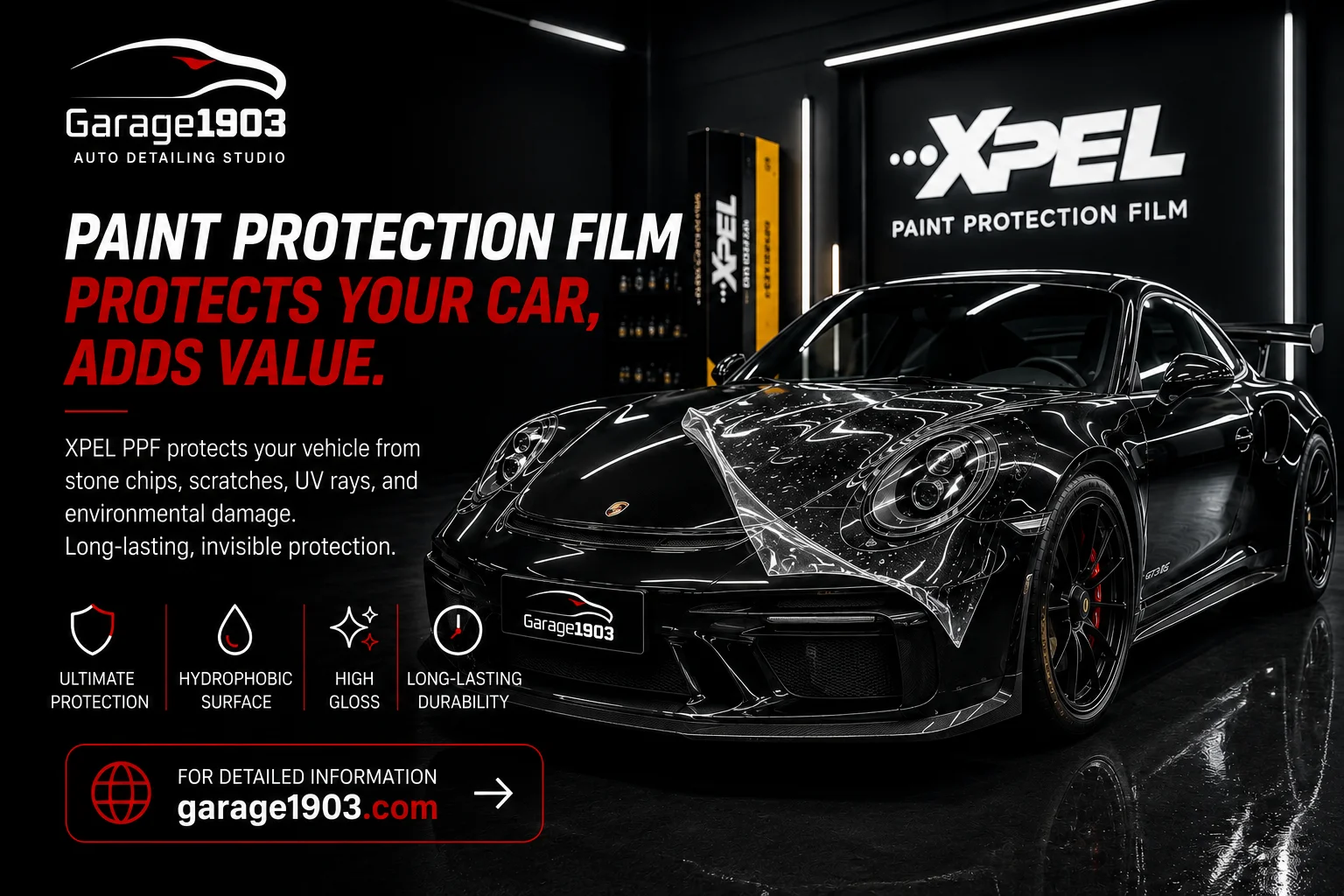 Paint Protection Film - Garage 1903 XPEL Paint Protection Film for professional vehicle paint protection