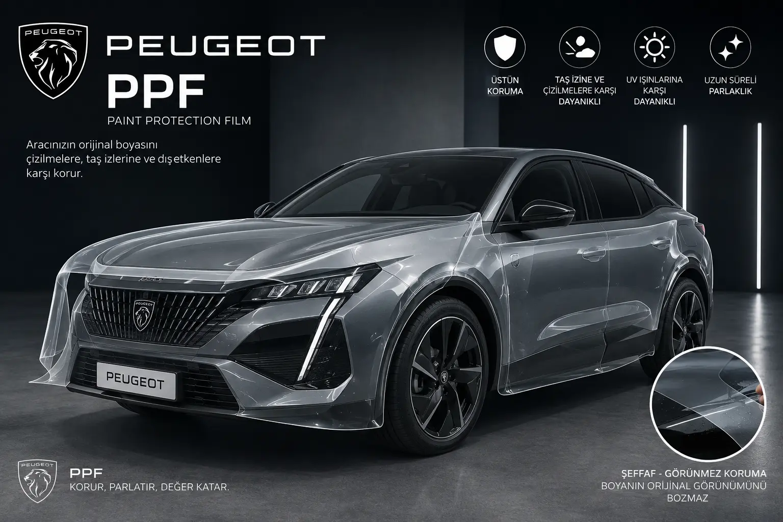 Peugeot PPF Kaplama - Garage 1903 Profesyonel PPF boya koruma filmi uygulaması